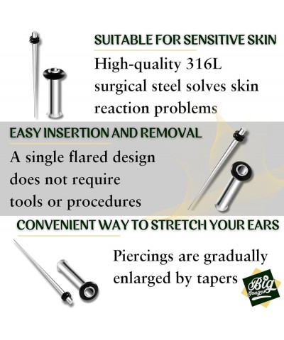 2 Pairs 316L Surgical Steel Taper Expander Single Flare Tunnel O-rings Piercing Jewelry Ear Stretching Earring Lobe Plugs A03...