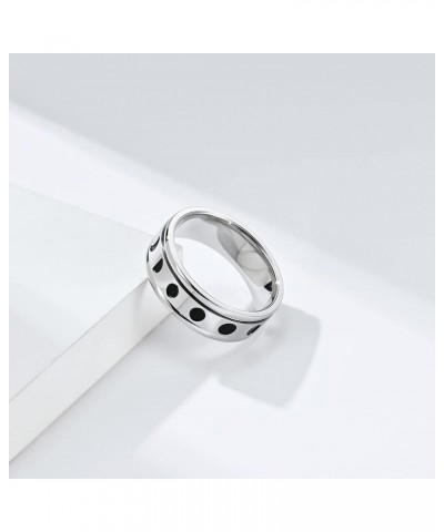 Unisex Stainless Steel 7mm Sun Moon Total Solar Eclipse Stacking Rotatable Fidget Ring Anxiety Band Silver $7.13 Rings