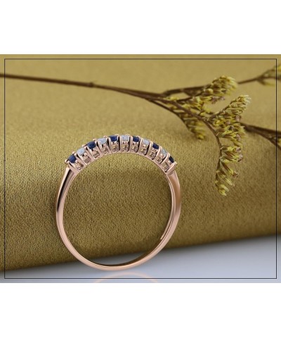 Alternate Round Blue Sapphire & White Diamond Stackable Wedding Band in 10K Gold 8 Rose Gold $135.12 Bracelets