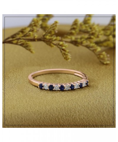 Alternate Round Blue Sapphire & White Diamond Stackable Wedding Band in 10K Gold 8 Rose Gold $135.12 Bracelets