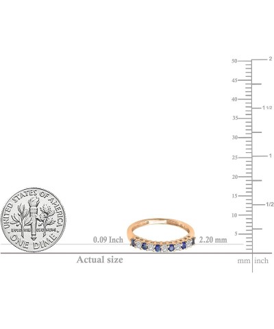 Alternate Round Blue Sapphire & White Diamond Stackable Wedding Band in 10K Gold 8 Rose Gold $135.12 Bracelets