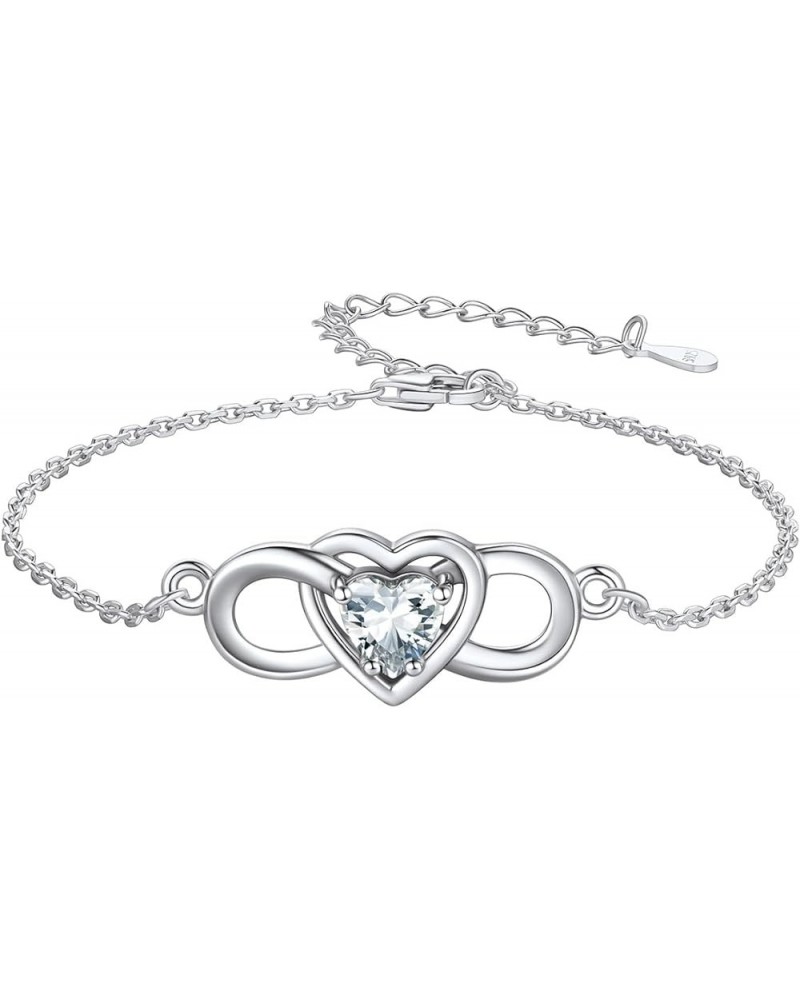 Personalized Infinity Love Symbol Link Bracelets for Women 925 Sterling Silver Birthstone Bracelet Adjustable Engraved Chain ...