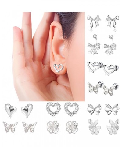 silver earrings for women | 999 Sterling silver earrings | Bow Butterfly Heart Clover Heart1 $9.84 Earrings