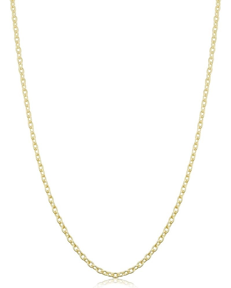 Sterling Silver or Yellow Gold Over Sterling Silver Cable Chain Necklace for Women (1.2 mm, 1.6 mm or 2.1 mm) 22 inch 2.1 mm ...