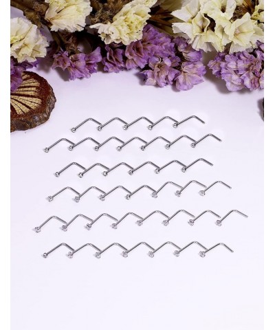 18G 20G 22G Nose Rings for Women 316L Surgical Stainless Steel L Shaped Nose Studs Screw Bone Nose Rings Piercings Nostril Pi...