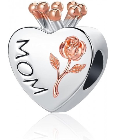 Rose Gold Heart Mom I Love You Forever Crown Women's Jewelry Charms for Bracelets for Mother Mom $7.27 Bracelets