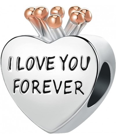 Rose Gold Heart Mom I Love You Forever Crown Women's Jewelry Charms for Bracelets for Mother Mom $7.27 Bracelets