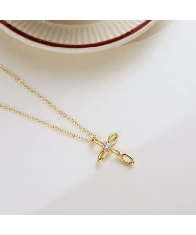 Dainty Cross Pendant Necklaces for Women 14K Gold Plated Cute Faith Cross Necklace Sideways Cross Necklace Minimal Everyday J...