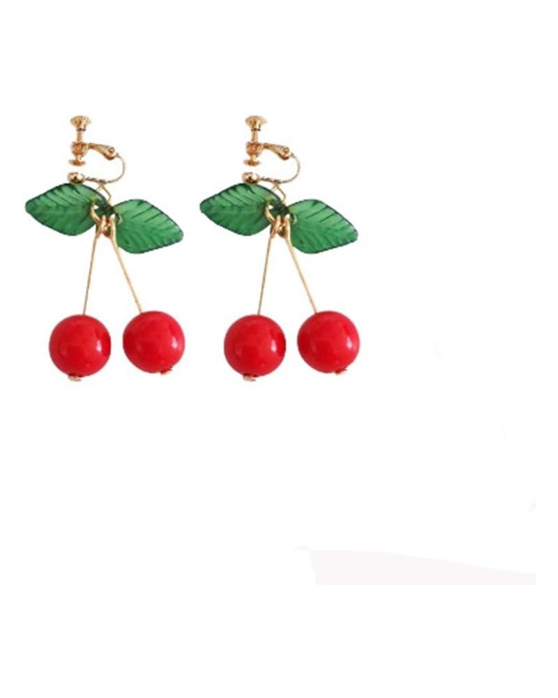 1Pair Women Earrings Stylish Sweet Small Fresh Fruit Cherry Shape Ear Clips Rings (Red) $9.76 Earrings