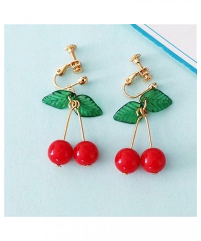 1Pair Women Earrings Stylish Sweet Small Fresh Fruit Cherry Shape Ear Clips Rings (Red) $9.76 Earrings