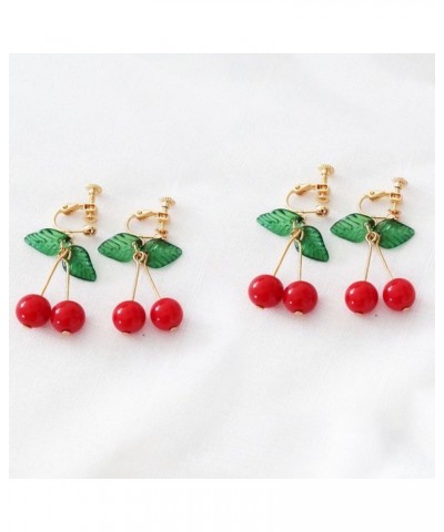 1Pair Women Earrings Stylish Sweet Small Fresh Fruit Cherry Shape Ear Clips Rings (Red) $9.76 Earrings