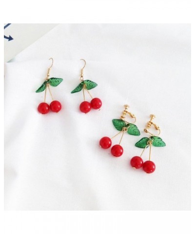 1Pair Women Earrings Stylish Sweet Small Fresh Fruit Cherry Shape Ear Clips Rings (Red) $9.76 Earrings