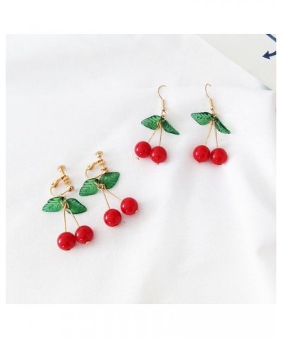 1Pair Women Earrings Stylish Sweet Small Fresh Fruit Cherry Shape Ear Clips Rings (Red) $9.76 Earrings