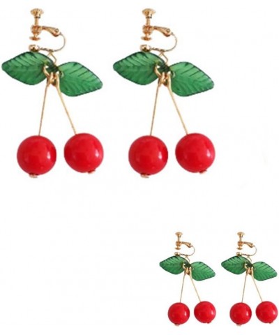 1Pair Women Earrings Stylish Sweet Small Fresh Fruit Cherry Shape Ear Clips Rings (Red) $9.76 Earrings