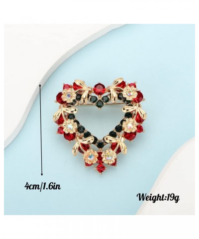 Gold Tone Christmas Wreath Heart Brooch Pin Women Mens Festival Statement Rhinestones Crystal Brooches $9.51 Brooches & Pins