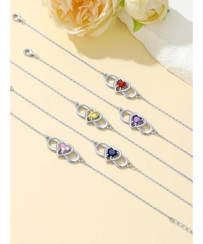 Personalized Infinity Love Symbol Link Bracelets for Women 925 Sterling Silver Birthstone Bracelet Adjustable Engraved Chain ...