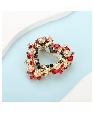 Gold Tone Christmas Wreath Heart Brooch Pin Women Mens Festival Statement Rhinestones Crystal Brooches $9.51 Brooches & Pins