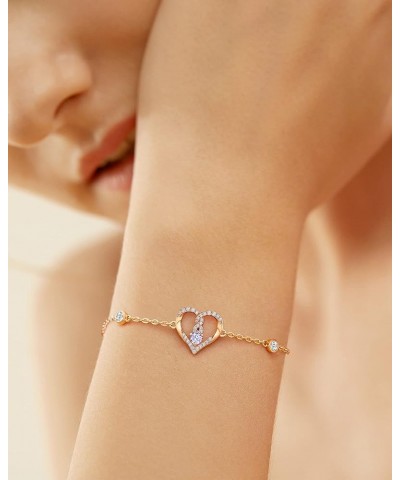 Infinity Love Heart Bracelet for Women, 925 Sterling Silver Charm Women Birthstone Bracelet, Rose Gold Plated Birthday Annive...