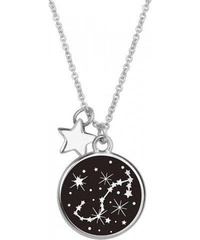 Zodiac Necklace for Women Silver Plated Black Round Disc Constellation Necklace Zodiac Star Charms Astrology Pendant Dainty Z...