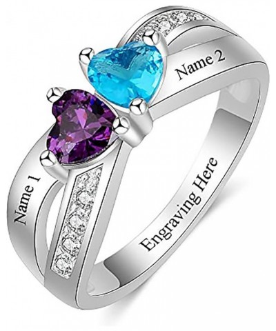 Personalized 2 Birthstones Ring for Mothers Day Birthday,S925 10K 14K 18K Solid Gold Custom Birthstones Rings with Simulated ...