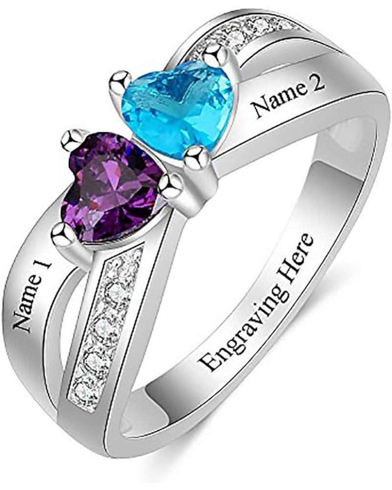 Personalized 2 Birthstones Ring for Mothers Day Birthday,S925 10K 14K 18K Solid Gold Custom Birthstones Rings with Simulated ...