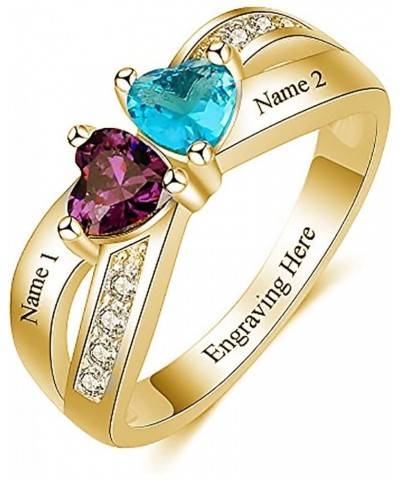 Personalized 2 Birthstones Ring for Mothers Day Birthday,S925 10K 14K 18K Solid Gold Custom Birthstones Rings with Simulated ...