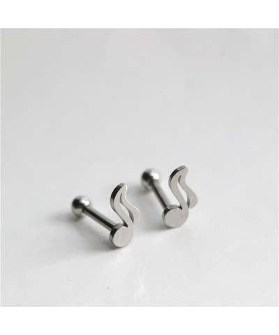 16G Asymmetrical Treble Clef Music Note Stud Earrings for Women Girls Men Stainless Steel Hypoallergenic Screw Back Tragus He...