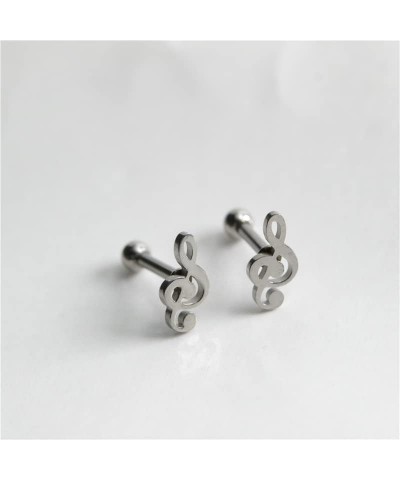 16G Asymmetrical Treble Clef Music Note Stud Earrings for Women Girls Men Stainless Steel Hypoallergenic Screw Back Tragus He...