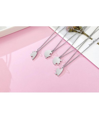 Personalized Name Initial Stainless Steel Heart Shape BFF Puzzle Necklace 2/3/4/5/6 Pcs for Family Love Best Friend Matching ...