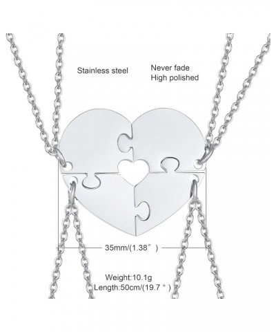 Personalized Name Initial Stainless Steel Heart Shape BFF Puzzle Necklace 2/3/4/5/6 Pcs for Family Love Best Friend Matching ...