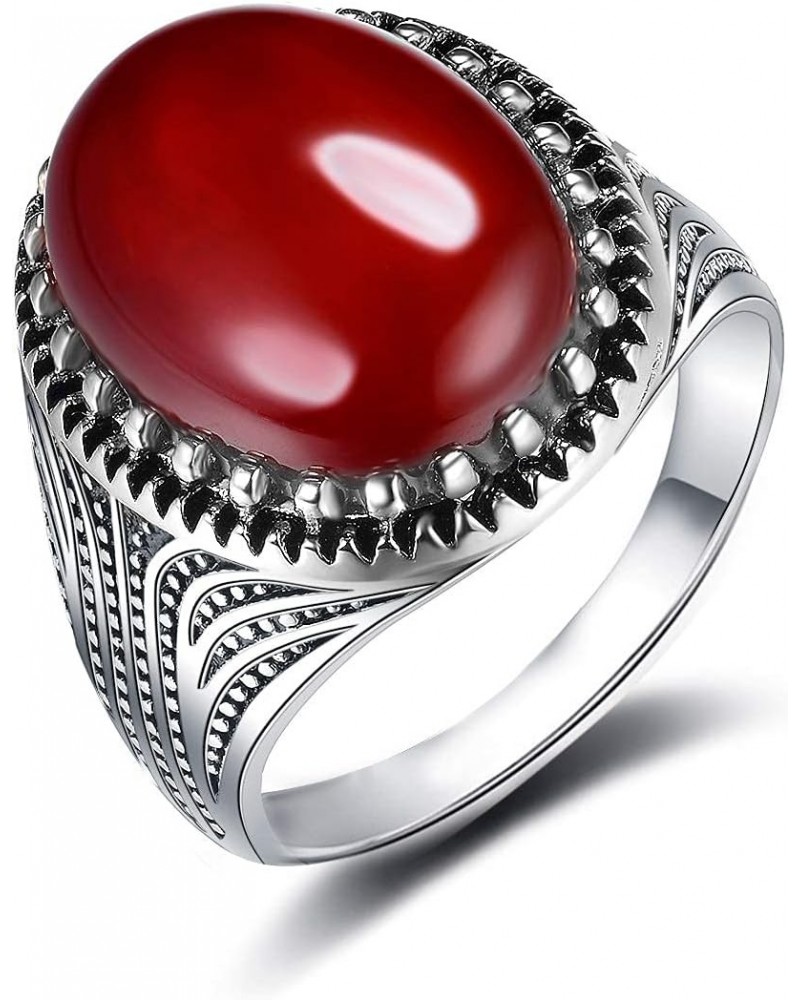 Handmade Turkish Red Onyx Solitaire Oval cut Agate Unisex Cocktail Ring for Men Women $10.19 Others