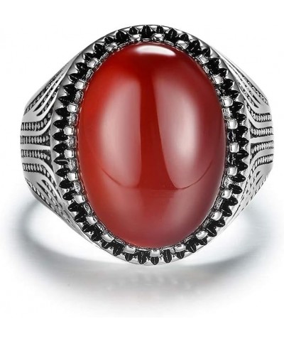 Handmade Turkish Red Onyx Solitaire Oval cut Agate Unisex Cocktail Ring for Men Women $10.19 Others