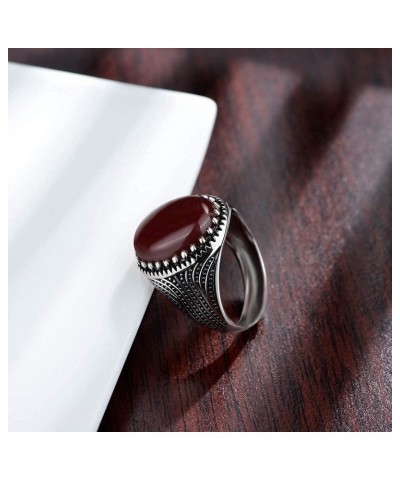 Handmade Turkish Red Onyx Solitaire Oval cut Agate Unisex Cocktail Ring for Men Women $10.19 Others