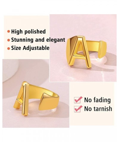 Customizable Initial Ring Statement 18K Gold Plated Fashion Cuff Rings for Women Alphabet Letter A to Z Resizable Knuckle Rin...