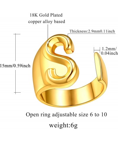 Customizable Initial Ring Statement 18K Gold Plated Fashion Cuff Rings for Women Alphabet Letter A to Z Resizable Knuckle Rin...