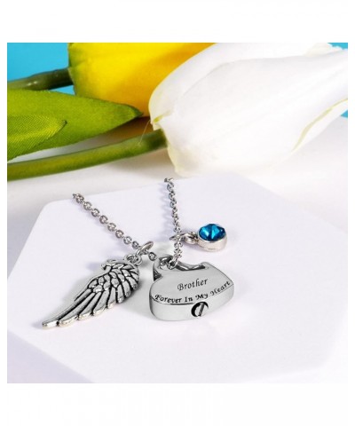 Urn Necklace for Ashes Cremation Jewelry Keepsake Memorial Pendant with Angel Wing and 12 Birthstones Forever in My Heart Sil...