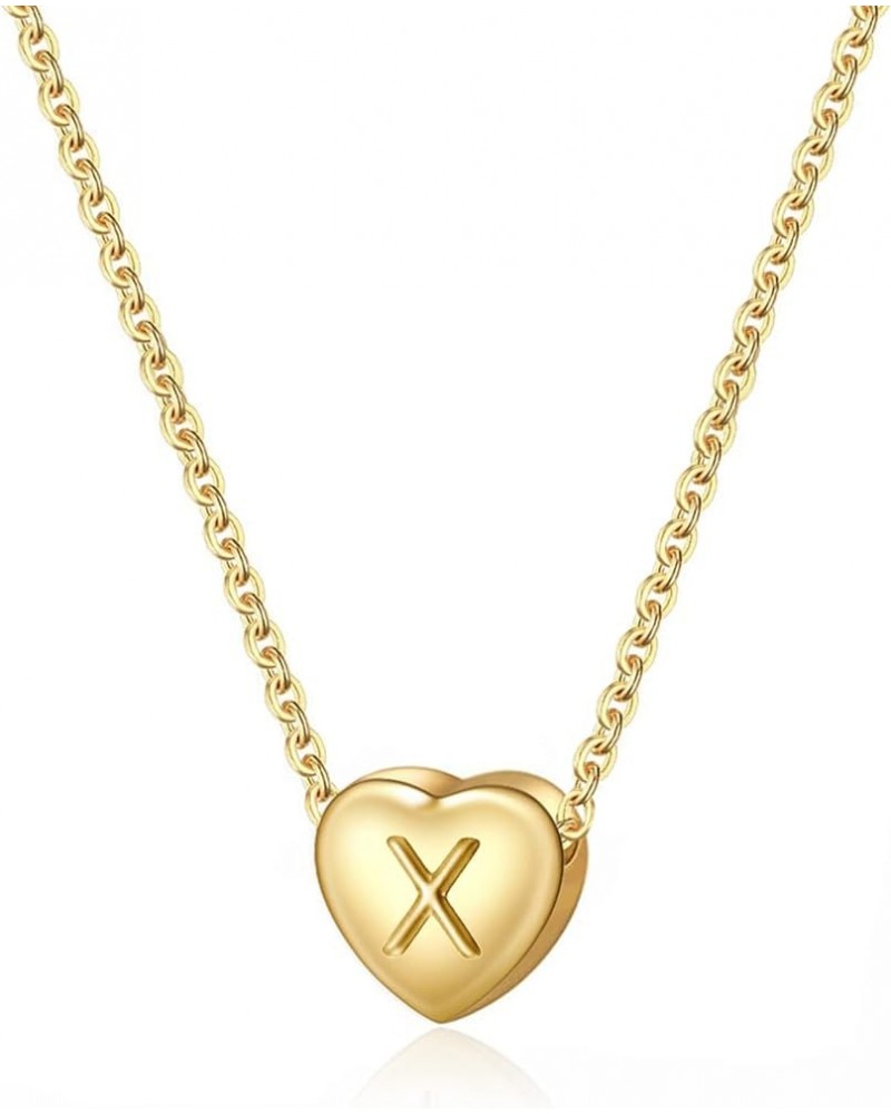 Initial Heart Necklaces for Women A to Z Alphabet Necklace 18K Gold Plated Heart Pendant Jewelry Christmas Gift Gold Plated X...