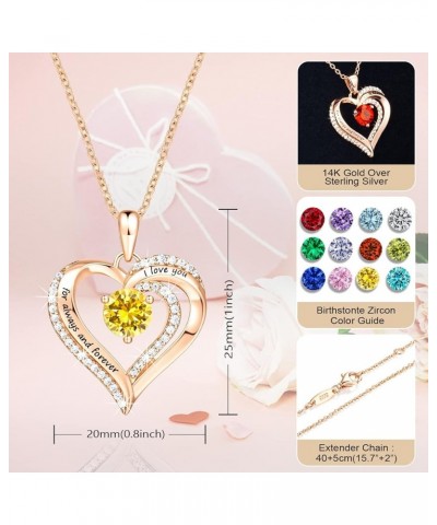 Heart Necklaces for Women Jewelry for Women 18K Rose Gold Over 925 Sterling Silver with Birthstone Zirconia Women's Jewelry B...