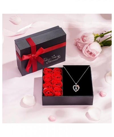 Rose Heart Initial Necklaces for Women Girls - I Love You Heart Initial Pendant Necklace Jewelry Birthday Gifts for Women Val...