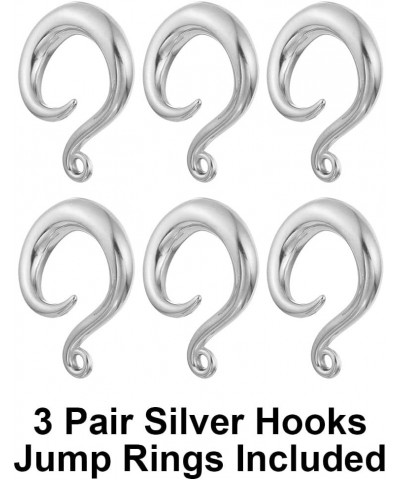 3 Pairs DIY Ear Weight Hook for Ear Piercing Jewelry Stainless Steel Plugs Dangle Ear Pierced Expander Gauge 06mm-2g DIY Ear ...