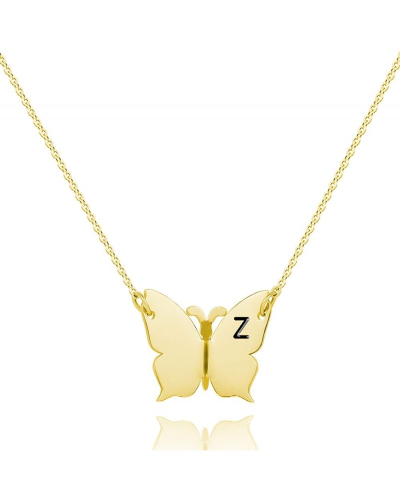 Butterfly Initial Necklace for women Letter Pendant Necklaces for girls color silver and gold Z-Butterfly Gold $8.09 Necklaces