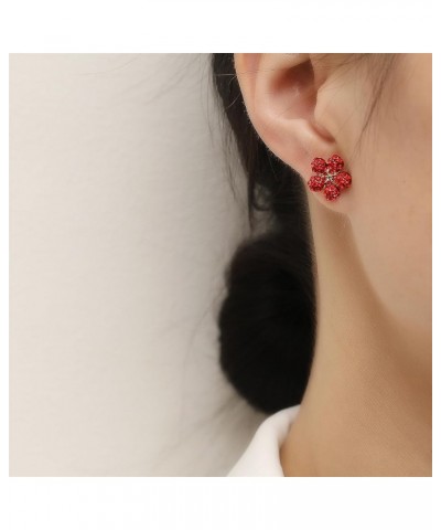 Red Cherry Flower Mushroom Strawberry Apple Stud Earrings for Women Girls Sterling Silver Post Hypoallergenic Glitter Hot Sex...