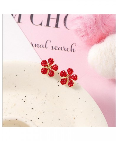 Red Cherry Flower Mushroom Strawberry Apple Stud Earrings for Women Girls Sterling Silver Post Hypoallergenic Glitter Hot Sex...