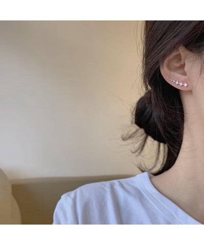 7 Crystals Ear Cuffs Crawler Earrings Sparkling Cluster Star Climbers Stud Earrings with Cubic Zirconia Cartilage Ear Wrap Pi...