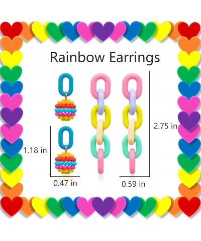 Rainbow Earrings for Women Pride Earrings Rainbow Heart Dangle Earrings Gay Pride Earrings Rainbow Accessories Earrings for G...