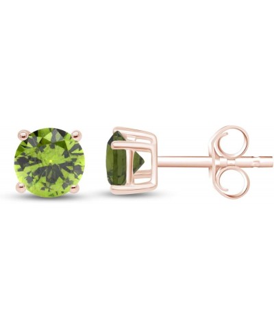 Round Shape Stud Earrings In 14K Rose Gold Over Sterling Silver (4 Ct) Simulated peridot $24.29 Earrings