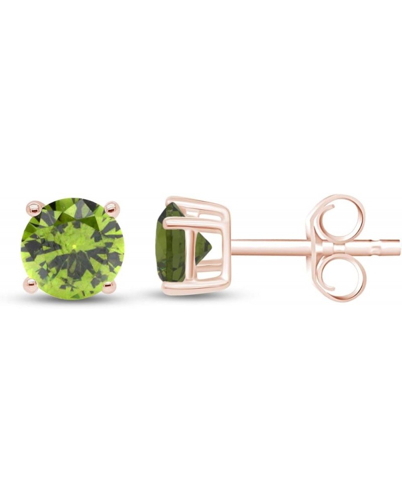 Round Shape Stud Earrings In 14K Rose Gold Over Sterling Silver (4 Ct) Simulated peridot $24.29 Earrings