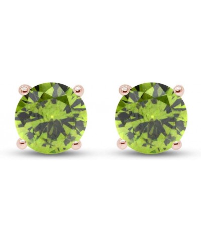 Round Shape Stud Earrings In 14K Rose Gold Over Sterling Silver (4 Ct) Simulated peridot $24.29 Earrings