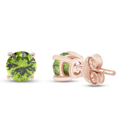 Round Shape Stud Earrings In 14K Rose Gold Over Sterling Silver (4 Ct) Simulated peridot $24.29 Earrings