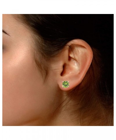 Round Shape Stud Earrings In 14K Rose Gold Over Sterling Silver (4 Ct) Simulated peridot $24.29 Earrings